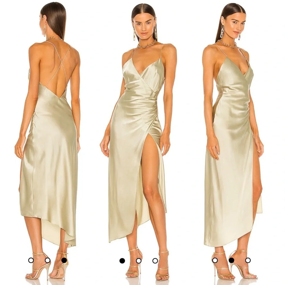 NWT $395 Ser.O.Ya Emma Dress in Sage Silk Revolve FWRD Retrofete